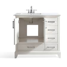 This classic vanity features traditional lines with a sophisticated feel. Wyndenhall Atwood 36 Inch Right Offset Bath Vanity In Soft White With Bombay White Engineered Quartz Marble Top Walmart Com Walmart Com