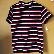 Black And Red Striped T Shirt Mens Brand New Huf Red X2f Black Stripe Tee Size Small Men Clothes Mens Outfits Striped Tee