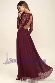 2020 Cheap Chiffon Lace Top Long Sleeves Custom Most Popular Open Back Bridesmaid Dress Wg215 2020 Cheap Chiffon Lace Top Long Sleeves Custom Most Popular Ope Long Sleeve Lace Maxi