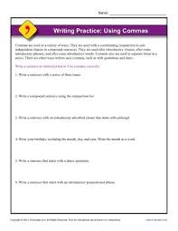 This worksheet puts practice together with. Writing Practice Using Commas Punctuation Worksheets