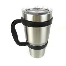 Yeti Tall Travel Mug Tumbler Stainless Steel Black Handle Clear Lid Approx 30 Oz Mugs Black Handle Stainless