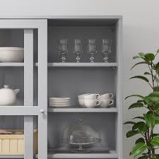 Havsta Storage With Sliding Glass Doors Gray 95 1 4x18 1 2x83 1 2 Ikea Glasschrankturen Glasschiebetur Vitrine