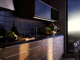 Cuisine Noire Et Bois Credence Carrelage Noir Meubles Noyer Cuisine Noire Cuisine Noire Et Bois Cuisine Ikea Noire