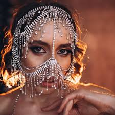 DHgate.com:Rhinestone Crystal Mask Tassel Veil Mask for Women Boho Face  Jewelry Chain Masquerade Dance Party Sexy Costume Accessories 2024:Home &  Garden