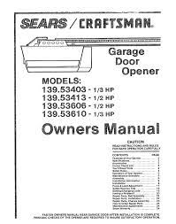 Next find the colored learn button on the back or the side of the motor head. Craftsman 139 53403 Specifications Manualzz