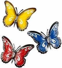 Download 3d Metal Butterfly Set Wall Art Indoor Outdoor Garden Decor Sculpture Figure Ebay