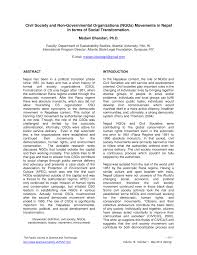 Pdf Civil Society And Non Governmental Organizations Ngos Movements In Nepal In Terms Of Social Transformation