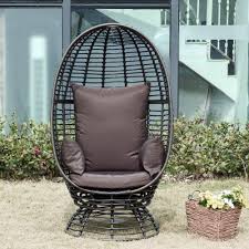 The reviewed outdoor egg chair from the christopher knight has an incredibly soft, voluminous, and therefore comfortable pillow. Outsunny Outdoor Wicker Basket Swivel Egg Chair With Cushion Overstock 33233934