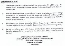 Jabatan pertanian negeri perak tingkat 6, bangunan seri perak, jalan panglima bukit gantang wahab, 30000 ipoh, perak darul ridzuan. Jawatan Kosong Jabatan Perhutanan Negeri Perak 2020