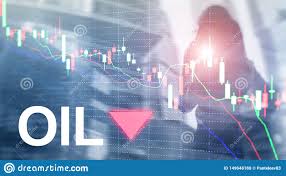 Oil Trend Down Candle Graph Chart Oil Barrels And A