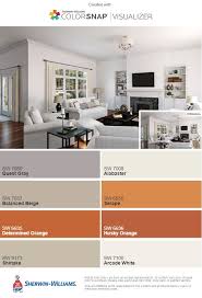 Living Room By Sherwin Williams Grey White Orange Burnt Orange Taupe Living Room Orange Orange Front Doors Burnt Orange Living Room