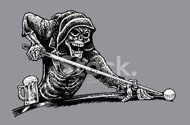 Cartoon illustration of friends drinking beer in a bar santa claus drinks beer on christmas day oktoberfest transparent beer mug foam cheers beer hand drawn. Death Or Grim Reaper Playing Pool Skeleton Stock Vector Freeimages Com