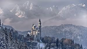 That castle was built at the same time as the first skyscrapers were being built in new york. Neuschwanstein Castle Winter Castle Sky Nature Mountain Snow Landmark Hd Wallpaper Wallpaperbetter
