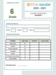 Libro 6to grado español contestado. Examen Trimestral Bloque 1 Sexto Grado 2020 2021 Ciclo Escolar Centro De Descargas