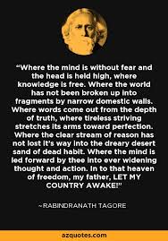 Rabindranath Tagore Quote Where The Mind Is Without Fear And The Head Is