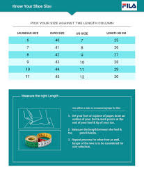 Fila Shoes Size Chart Vedic Life Info