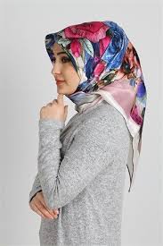 Armine Cicek Desenli Ipek Esarp 7580 Pudra Esarp Sal Basortusu