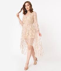 Champagne Gold Sequin Fringe High Low Cocktail Dress Unique Vintage In 2020 High Low Cocktail Dress Long Sleeve Lace Dress Fashion