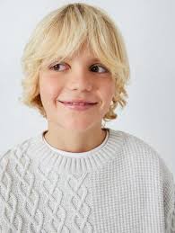 John Lewis Kids' Patchwork Cable Knit Jumper, Ecru Marl