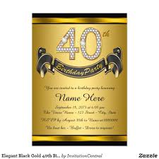 Black And Gold 60th Birthday Invitations Elegant Black Gold 40th Birthday Party Invitation Zazzle Com 75th Birthday Parties 60th Birthday Party Invitations 90th Birthday Parties