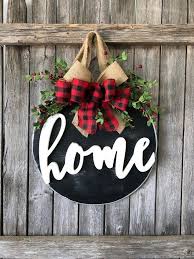 Christmas Home Sign Buffalo Plaid Front Door Decor Door Decoration Front Door Wreath Door Hanger Maison De Noel Decoration Noel Decoration Porte