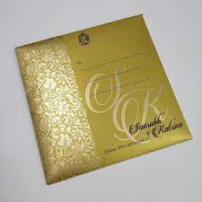 Golden Design In Florals On Envelope Weddingcards Weddinginvitation Wedding Wedd Scroll Wedding Invitations Hindu Wedding Cards Indian Wedding Invitations