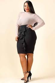 Plus Size Ruffle Pencil Skirt Black 1xl Plus Size Fashion Fashion Black Women Fashion