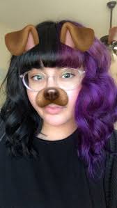 Half Black Half Purple Punky Colur Dye Punky Hair Dyed Hair Purple Aesthetic Hair