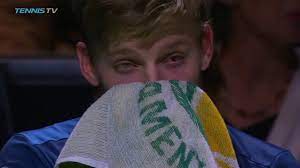 David goffin's official facebook page. David Goffin Gets Hit In The Eye By Ball Rotterdam 2018 Semi Final Youtube