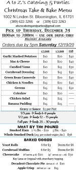 This soul food menu is perfect for your holiday spread. Soul Food Sunday 12 13 Christmas Take Bake Menu A To Z S Catering And Parties