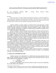 Termenul folosit în engleză este degree of. Pdf Indicatori Rentabilitate Catalin Apostol Academia Edu