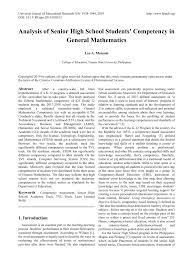 I wanted to be a nurse but i'm not that good in mathematics and science so in able to escape math and science, i choose the strand humanities and social sciences, because i think i would be able to enhance my abilities on this strand. Pdf Analysis Of Senior High School Students Competency In General Mathematics