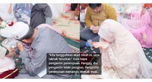 Akad nikah merupakan prosesi inti dalam sebuah pernikahan. Tiba Tiba Bapa Pengantin Bangun Tegak Betul Betul Depan Tok Kadi Minta Tangguhkan Majlis Lepat Pisang