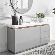 The assi white and grey gloss sideboard is the latest fashion in high gloss furniture for modern and contemporary homes. Grey White Gloss Sideboard With Copper Inlay Vivienne Furniture123