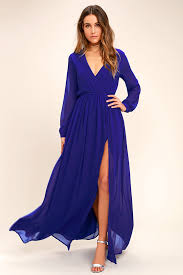 Wondrous Water Lilies Royal Blue Maxi Dress In 2020 Blue Long Sleeve Dress Royal Blue Maxi Dress Maxi Dress With Sleeves