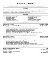 admissions counselor resume example