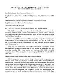 Berikut ialah teks ucapan perpisahan saya yang lengkap pada hari tersebut. Teks Ucapan Ydp Pibg Sempena Mesyuarat Agung Pibg Smk Pernu Kali Ke
