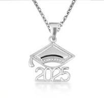 .925 Sterling Silver Class Of 2025-2026 Graduation Cap Pendant Necklace