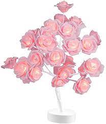 And rose in a glass rose shines sooo bright!! Amazon Com Table Lamp Rose Flower Desk Tree Lamp Gift For Girls Women Teens Home Decor For Wedding Christmas Living Room Bedroom Party With 24 Warm White Led Lights Two Modes Usb Battery Powered White