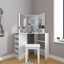 The main body of the dressing table is 1.6cm. Latitude Run Vanity Table Dressing Desk With 3 Panel Mirror And Drawers Dressing Table Storage Bedroom Storage Cabinets Modern Bedroom Storage