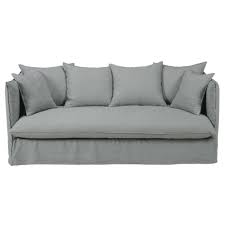Light Grey 3 4 Seater Washed Linen Sofa Louvre Maisons Du Monde Canape Housse Canape Canape Lit