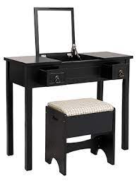 Perfect for a variety of spaces, this lombox metal accent stool has a versatile design that allows it to be used throughout your home. Amazon Com Vasagle Vanity Set With Flip Top Mirror Makeup Dressing Table Writing Desk With 2 Drawers Cushioned Stool 3 Removable Organizers Easy Assembly Black Home Kitchen