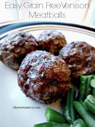 Easy Grain Free Venison Meatballs Oh Sweet Mercy Recipe Deer Meat Recipes Ground Venison Recipes Deer Recipes