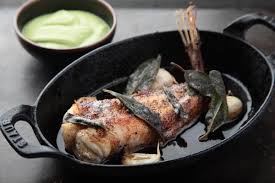 The fish cooked to perfection. The Herald Magazine Recipe Roasted Monkfish Tail Sage And Garlic Butter And Broccoli Puree Heraldscotland
