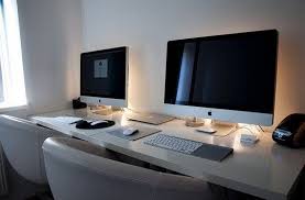 A Couple S Cubicle At Home Dual Desk Setup Desk Setup Workspace Inspiration Imac