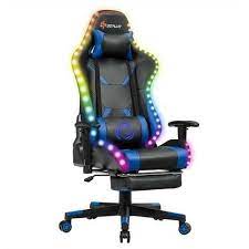 massage racing gaming chair chair with rgb led lights blue racing chair gaming chair rgb led lights