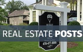 Each powder coated steel or aluminum post includes a ground stake. Real Estate Sign Posts Vinyl For Sale Yard Sign Posts
