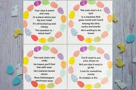You can use these as ideas to go from. Indoor Easter Egg Hunts Free Clue Printables For All Ages