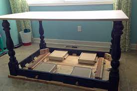 The pairing will look best if the table and island are the same width so they meet neatly. Remodelaholic How To Turn A Table Into A Rolling Island