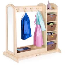 Set up the perfect area to hold all your little one's dress up clothes with the dress up storage center by guidecraft! Toddlers Wooden Wardrobe Closet Costumes Accessoires Storage Shelf And Rack With Mirror For Little Girls And Boys Pink Guidecraft Dress Up Cubby Center Toys Games Kids Furniture G2 Publicidad Com